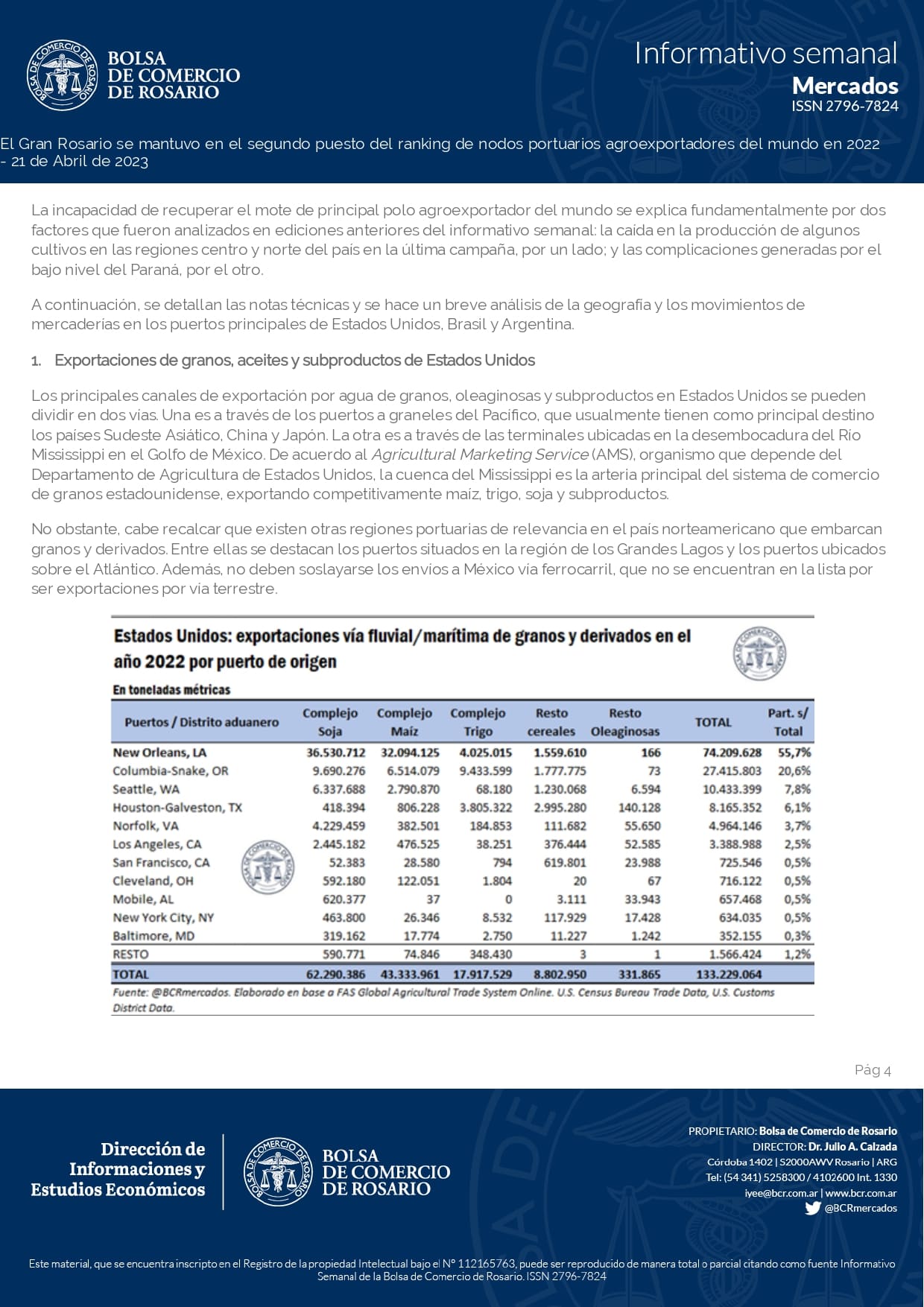El Gran Rosario se mantuvo en el segundo puesto del ranking de nodos portuarios agroexportadores del mundo en 2022 page 0004
