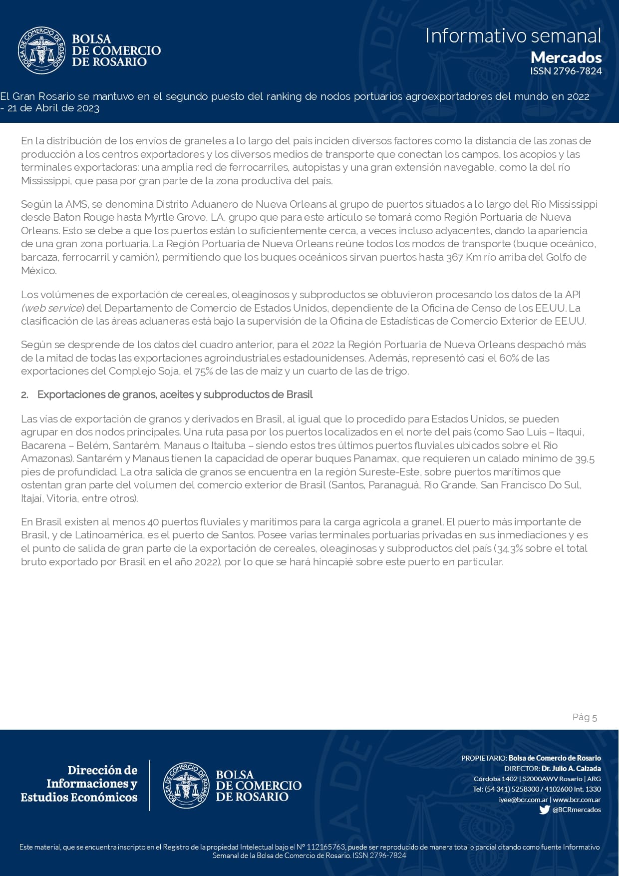 El Gran Rosario se mantuvo en el segundo puesto del ranking de nodos portuarios agroexportadores del mundo en 2022 page 0005